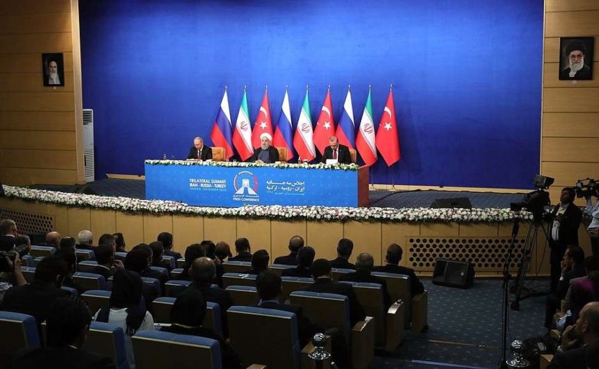 Продолжить переговоры в астанинском формате договорились главы России, Турции и Ирана