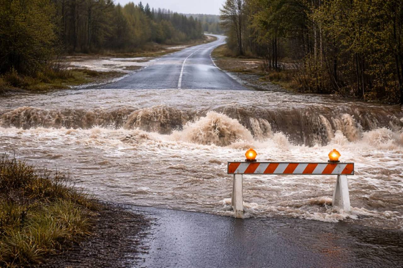 Из-за перелива реки ограничено движение на границе в Костанайской области