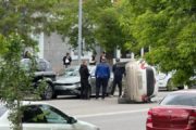 В Костанае в результате ДТП опрокинулся автомобиль